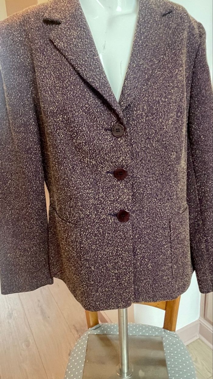 Veste courte violette mouchetée beige - photo numéro 8