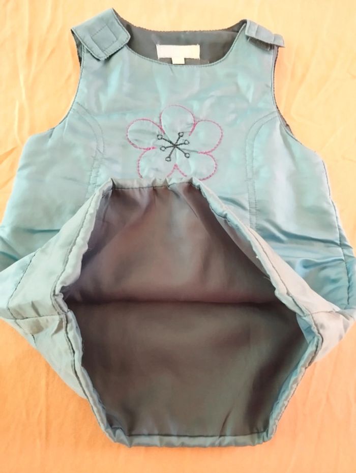 * Ensemble robe bleue chaude motif fleur + collant T6M TAO - photo numéro 3