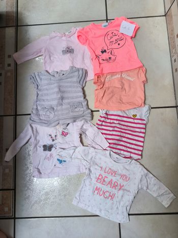 Tee shirt manches longues et courtes 1 mois