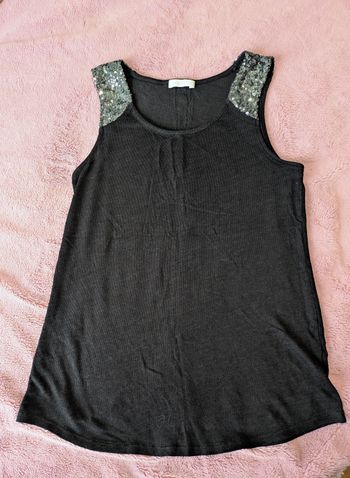 Joli haut débardeur noir paillettes comme neuf taille 40 Promod
