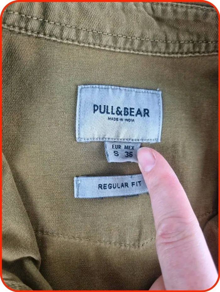 Chemise en jean à boutons pression kaki Pull & Bear Homme Taille S - photo numéro 3