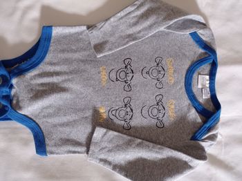 Body pour garçon manches longues avec motif devant voir photos couleur gris bleu foncé marque Disney baby taille 12 mois