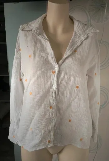 Chemise effet gaz de coton cœurs dorés shein taille 36