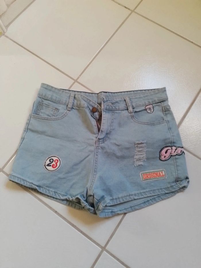 Short en jeans femme Bleu ciel - photo numéro 8