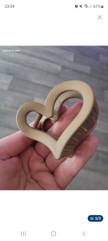 Barette coeur marron clair