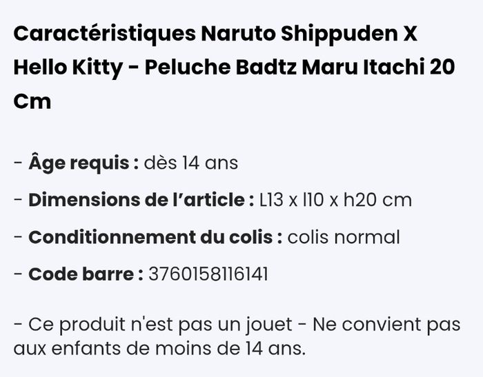 Peluche Naruto Shippuden X Hello Kitty. - photo numéro 7
