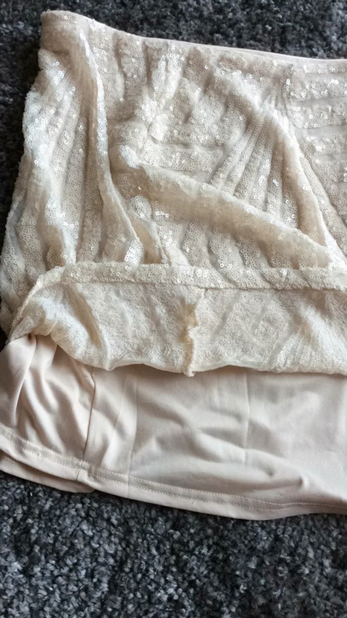 Magnifique jupe sequin beige etam taille 38 - photo numéro 5