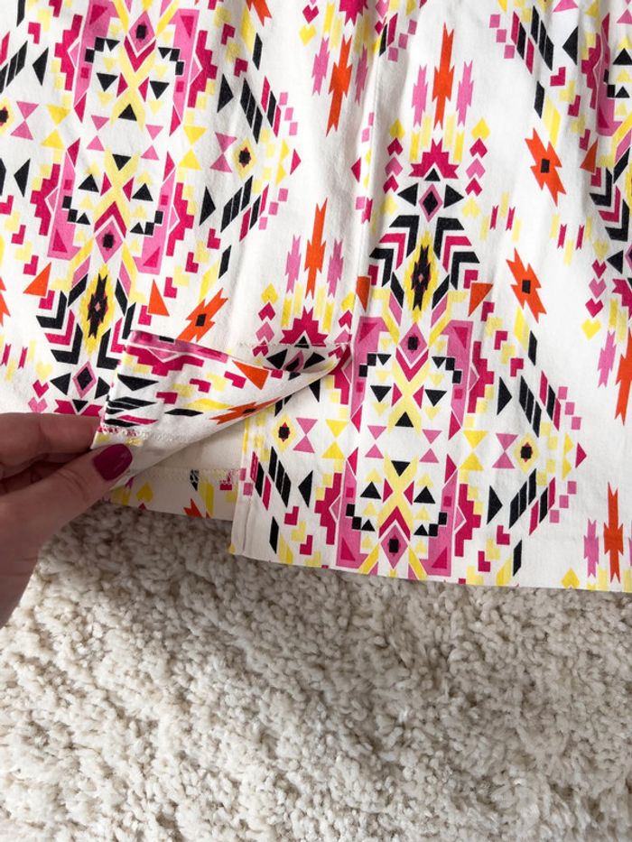 Magnifique jupe Etam motifs aztèques taille 38 blanc - rose - jaune - noir - photo numéro 7