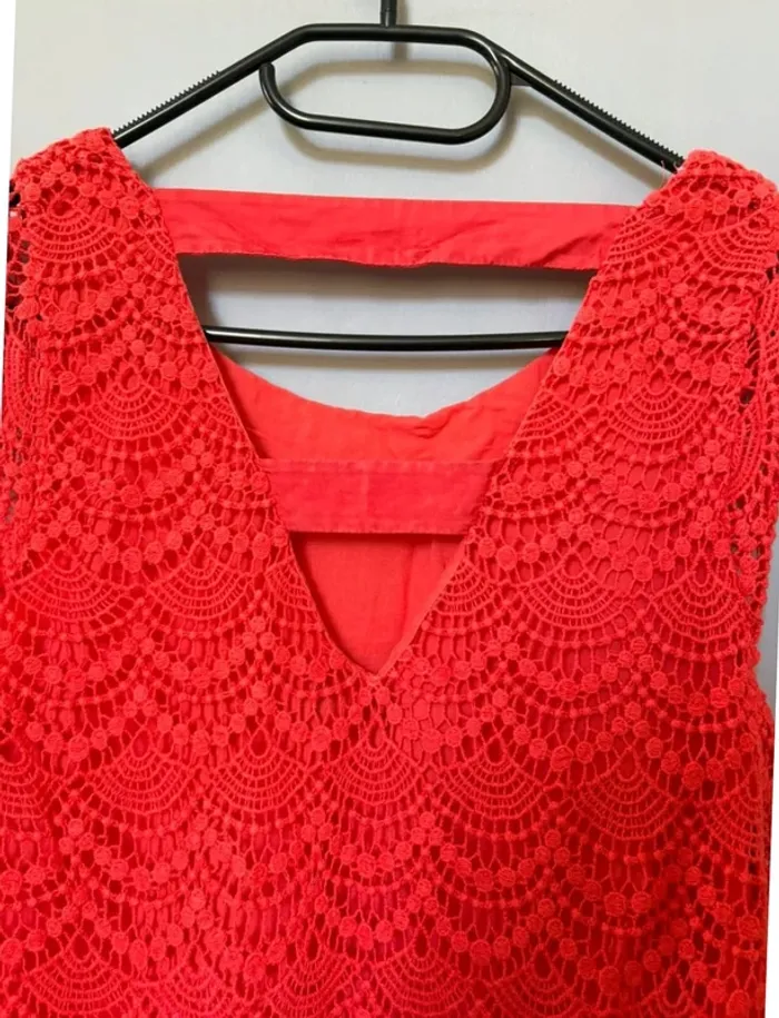 Robe Kookai à dentelle et ajourée corail t36 - photo numéro 4