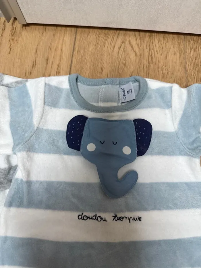 lot de 3 pyjama absorba 3 mois en velours - photo numéro 2