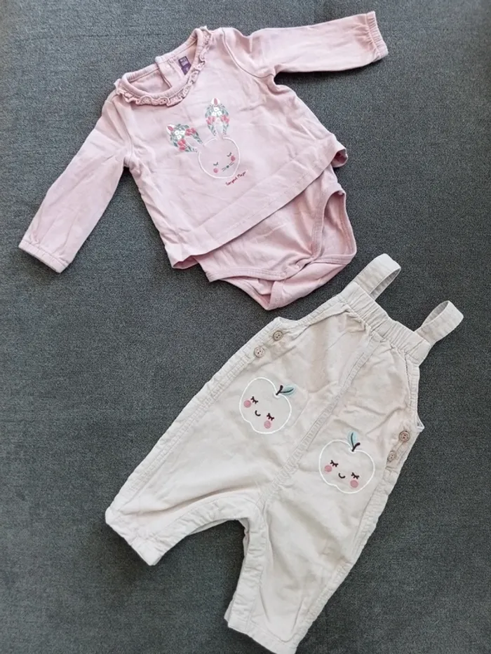 Ensemble salopette et body t-shirt Sergent major 3 mois