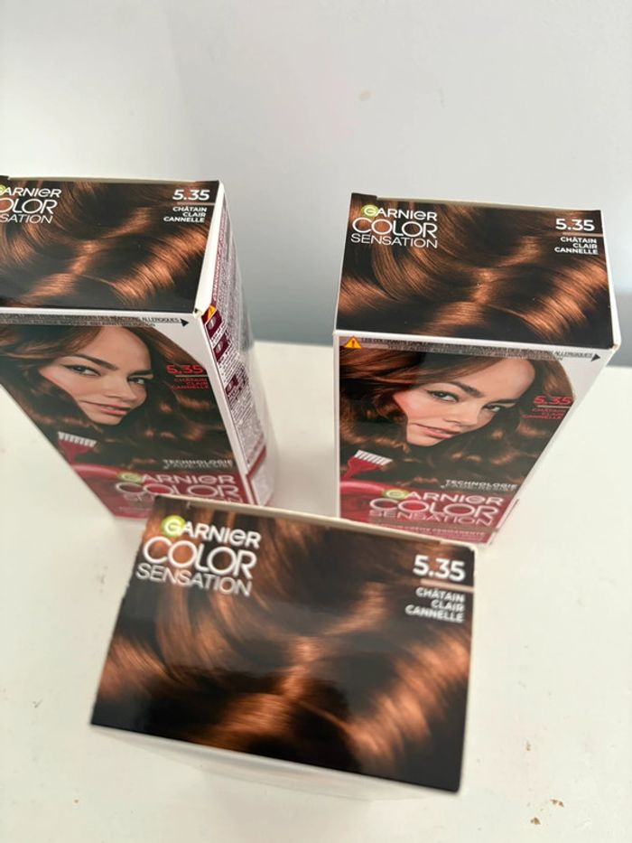 Lot de 3 colorations Garnier Color Sensation - 5.35 Châtain Clair Cannelle - photo numéro 3