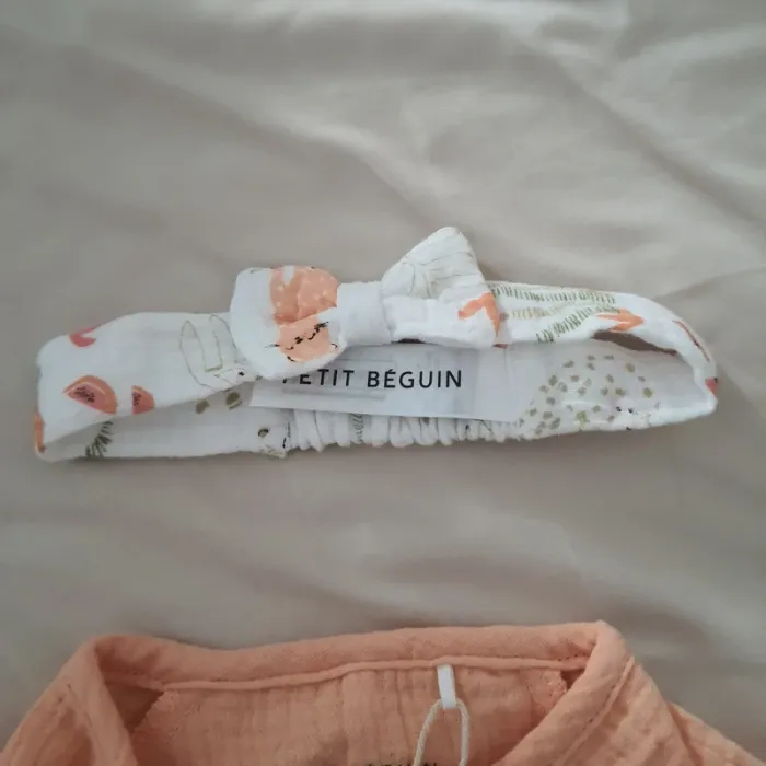 Lot Barboteuse bébé fille + headband 6 mois 68cm - Petit Beguin - photo numéro 4