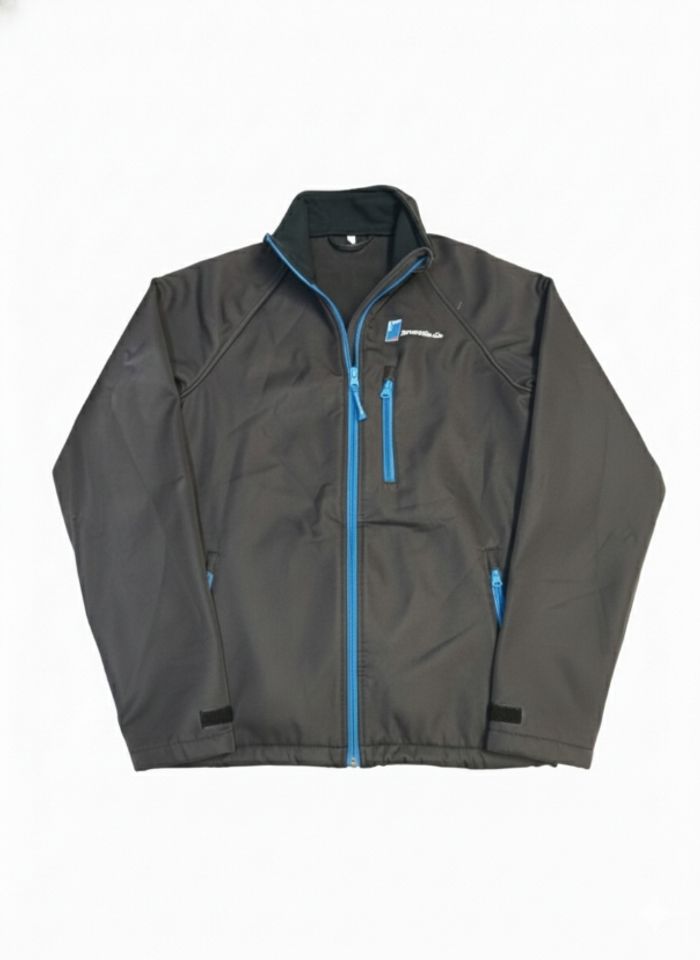 Veste softshell noire à fermeture bleue – Taille S – Imperméable, coupe-vent, légère