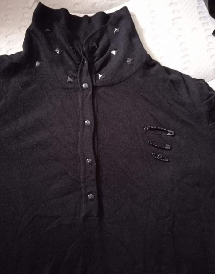 Pull long col roulé femmes noir Elite taille L - photo numéro 7