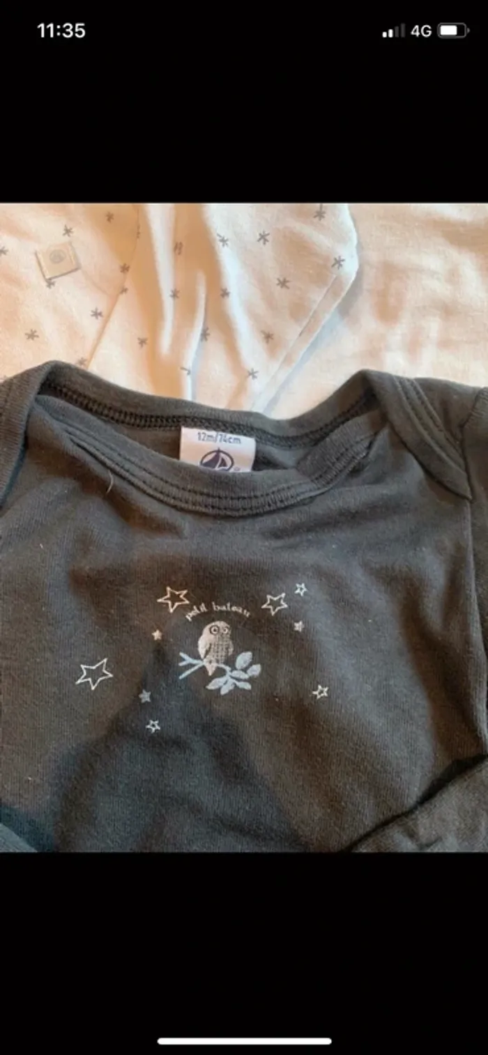 5 bodies manches longues petit bateau taille 12 mois - photo numéro 2