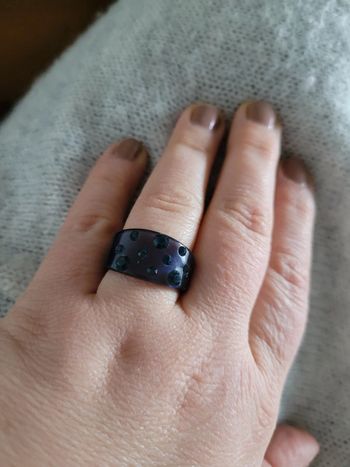 Bague plastique transparente bleu