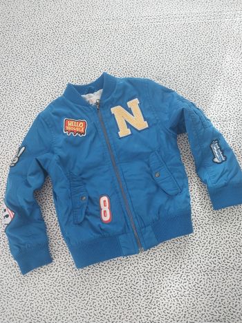 Blouson bomber H&M 7-8 ans (128 cm) bleu – Style varsity – Très bon état
