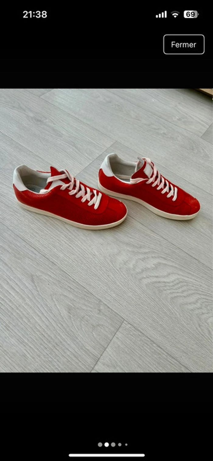 Basket femme rouge - Ruvel - pointure 38 - en très bon état - cuir - photo numéro 2