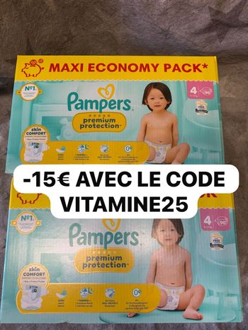 Deux carton couche Pampers economy taille 4 preuim