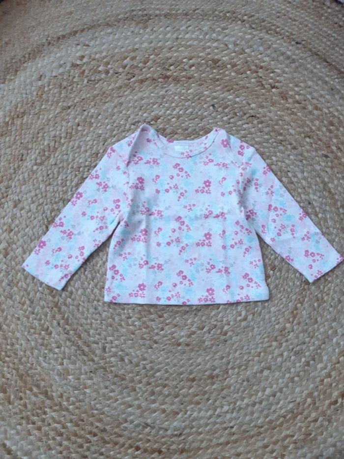 Haut manches longues fleurs Baby Club 62 cm