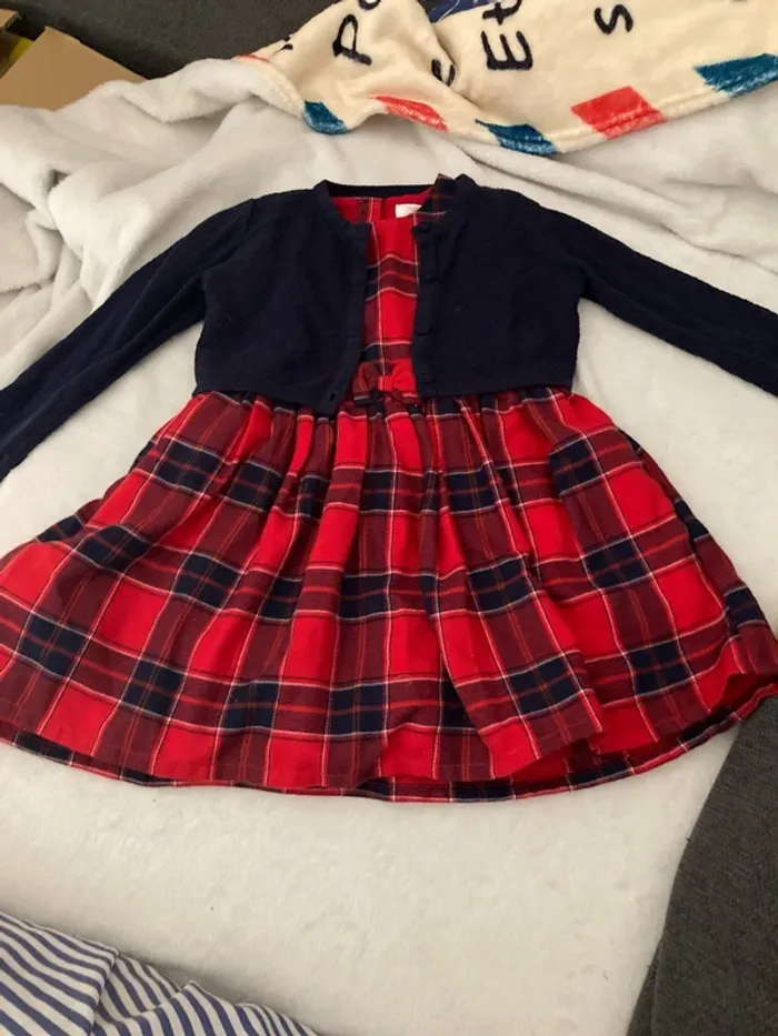 Robe à carreaux avec gilet 12-18 mois