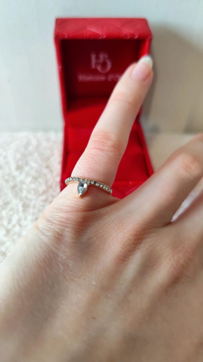Bague mini diamant et strass dorée - 15mm - photo numéro 3