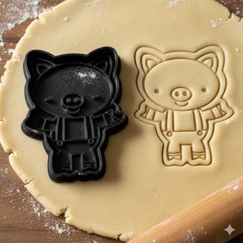 Emporte-pièce cochon en salopette 8 cm pour biscuits et pâtisserie