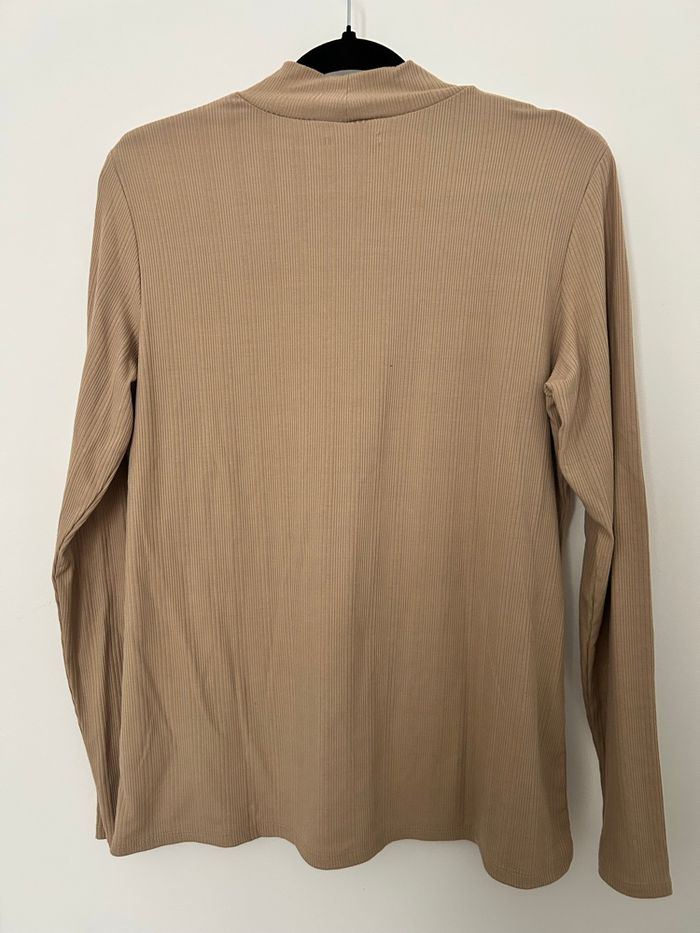 Sous pull beige marron col montant côtelé matière élastique Kiabi XL - photo numéro 2