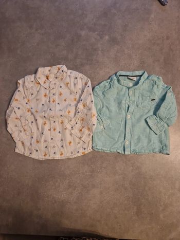 Lot 2 chemises bébé garçon turquoise blanc motifs T18mois TBE tape à l'œil