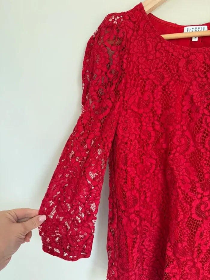 Blouse dentelle rouge CP - photo numéro 3