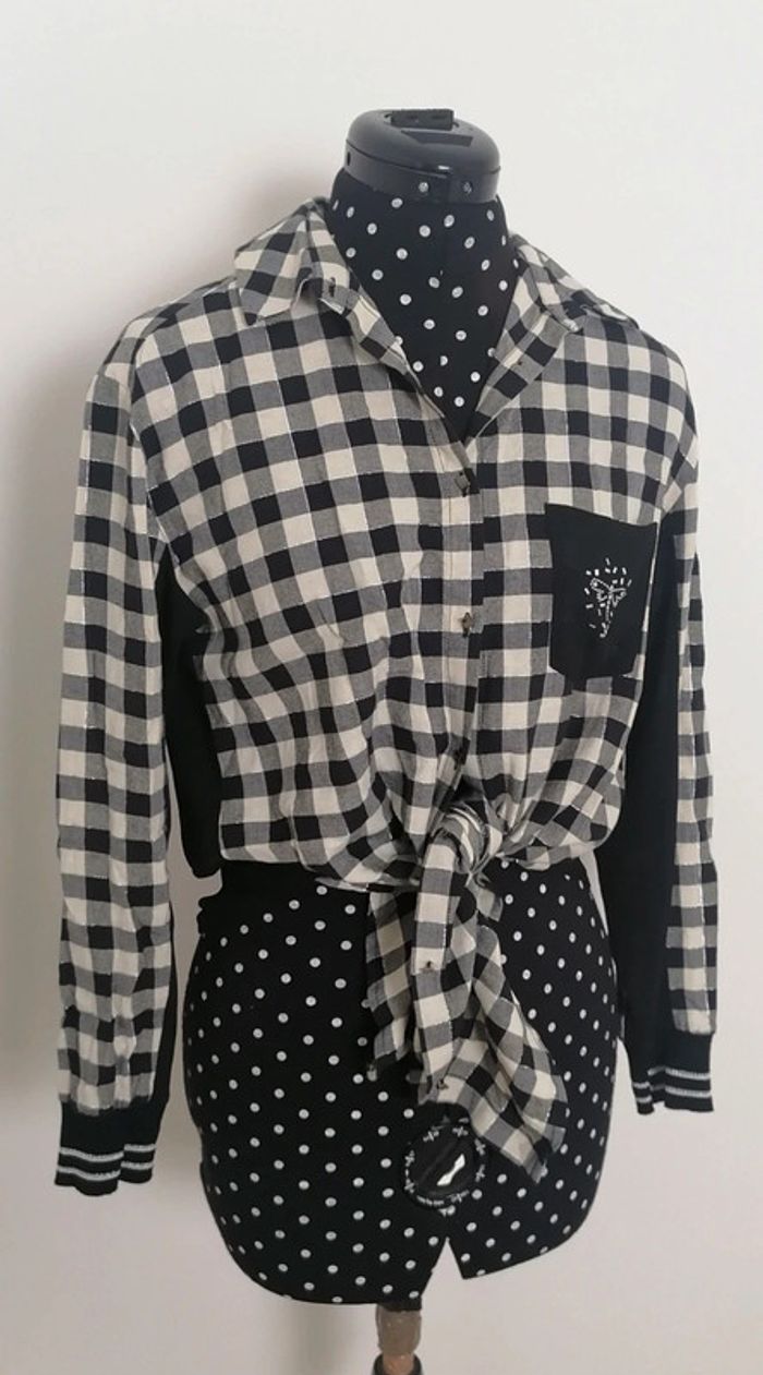 Chemise longue carreaux noir blanc Taille S La Mode est à Vous - photo numéro 2
