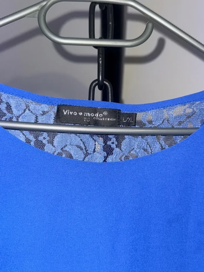 Tunique bleu manches longues – Taille L/XL, élégante avec nœud dans le dos - photo numéro 2