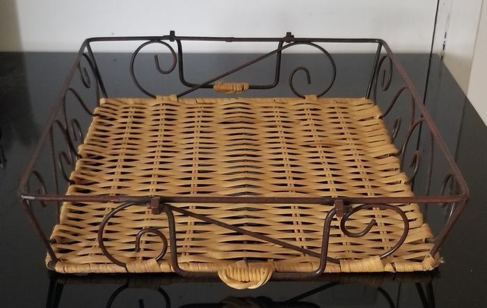 Panier en Osier et Fer Forgé - Métal vieilli - photo numéro 3