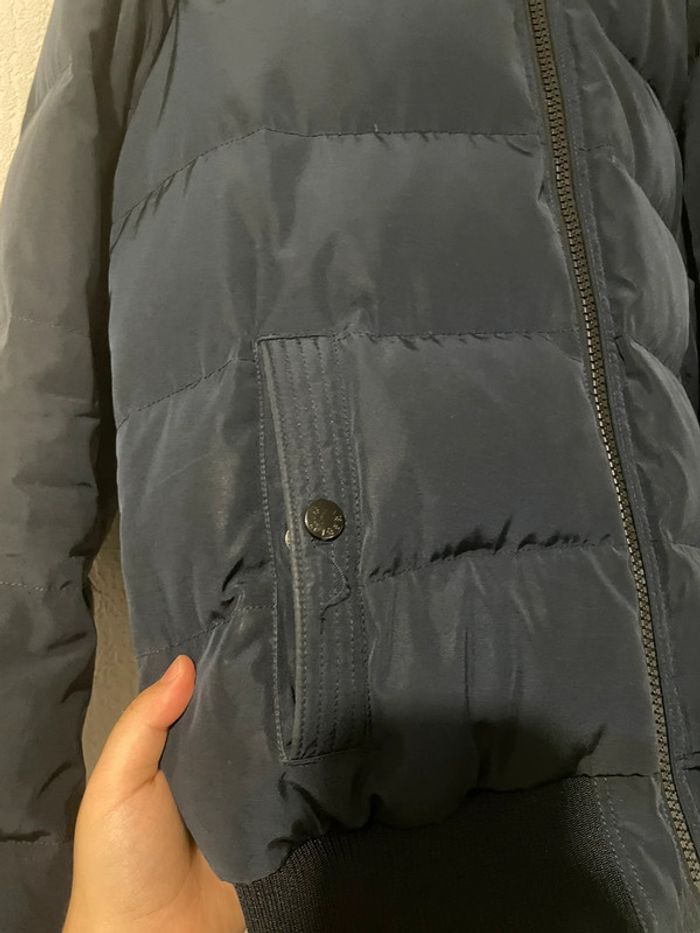 Doudoune homme Tommy Hilfiger bleu marine avec capuche fourrure - photo numéro 3