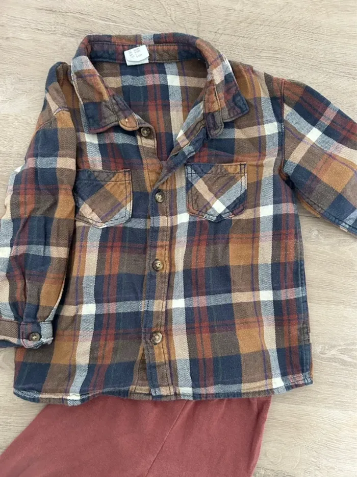 Ensemble bébé garçon H&M chemise + legging Zara - photo numéro 2