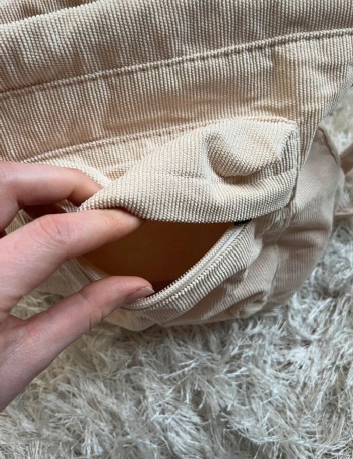 Sac bandoulière beige côtelé vintage - photo numéro 5