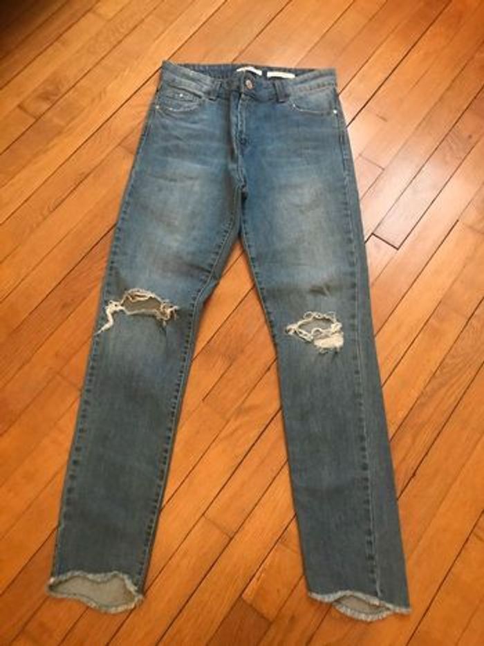 Pantalon jeans   Bleu  stradivarius - photo numéro 2