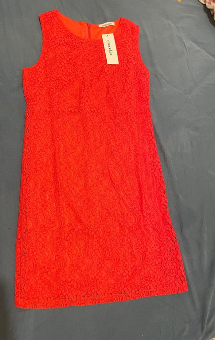 Robe d’été ou événement corail en dentelle Manoukian taille 1 - photo numéro 7