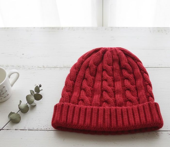 Bonnet Rouge Chaud & Tendance - Maille Torsadée - photo numéro 2