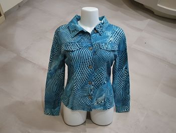 veste en toile imprimée bleu turquoise Taille 38 Caprices Jean's couture