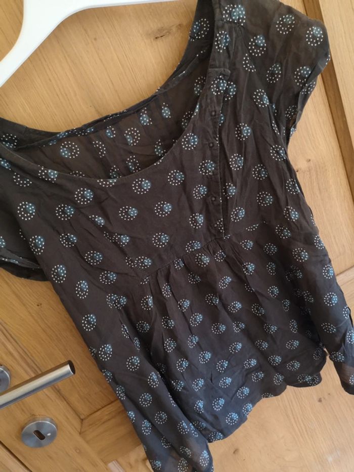 T-shirt à courtes manches en brun, blanc et bleu IKKS 36 - photo numéro 4