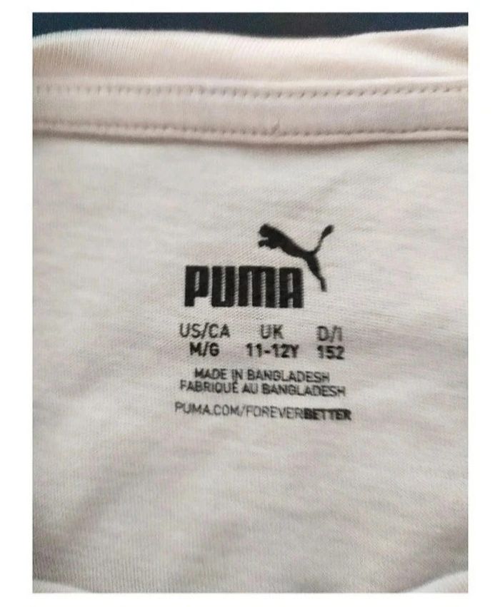 Tee-shirt unisexe coton beige Puma logo classique streetwear enfant ado - photo numéro 3