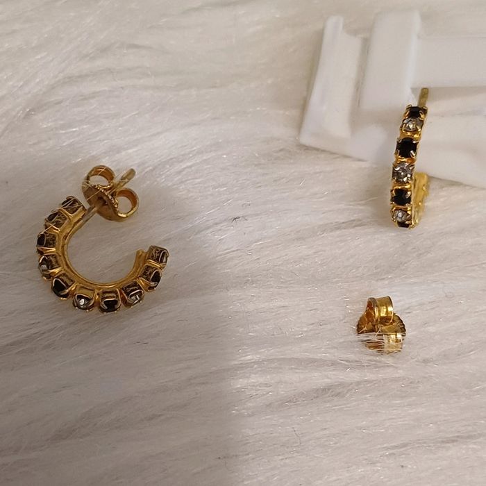 Boucles d'oreilles vintage en métal doré - photo numéro 7