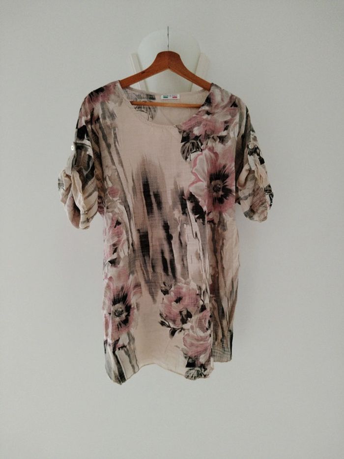 T-shirt large grande taille femmes beige