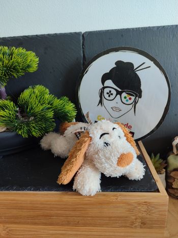 doudou peluche chien cobico s.a potier vandier marron beige crème noeud DD003550