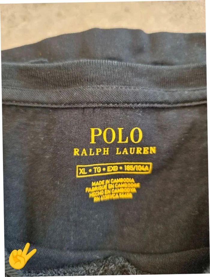 T-shirt Ralph Lauren XL coupe col rond bleu Homme Men tee97 - photo numéro 3