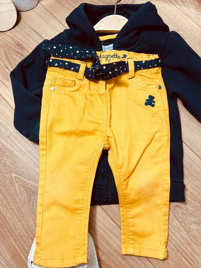 Taille 12 mois tenue 3p fille lulu castagnette bleu marine et jaune 🎀 - photo numéro 6