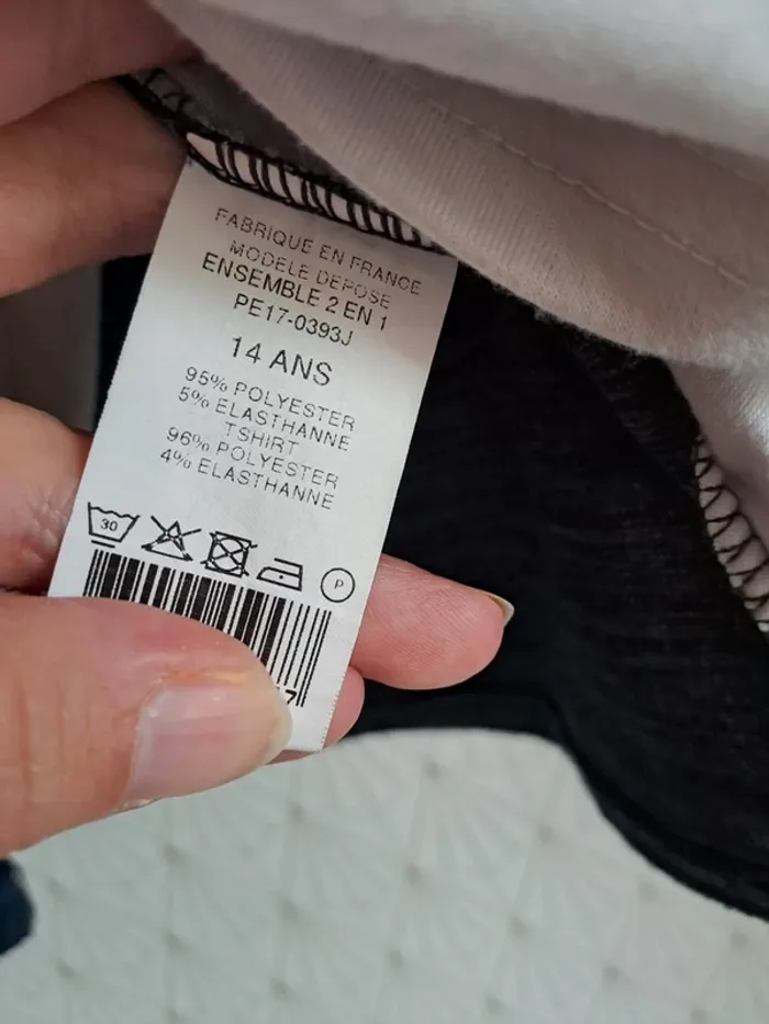 Tunique gilet 2 en 1 fille 14 ans bleu moucheté blanc tbe - photo numéro 5