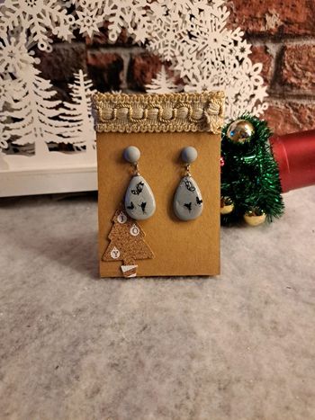 Boucles d'oreilles pendante grise et noir